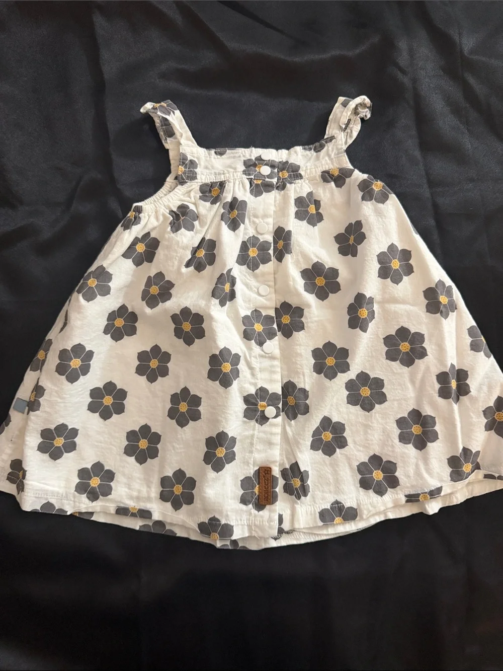 Robeez White Sundress Set with Gray & Yellow Floral Print Matching Diaper Cover